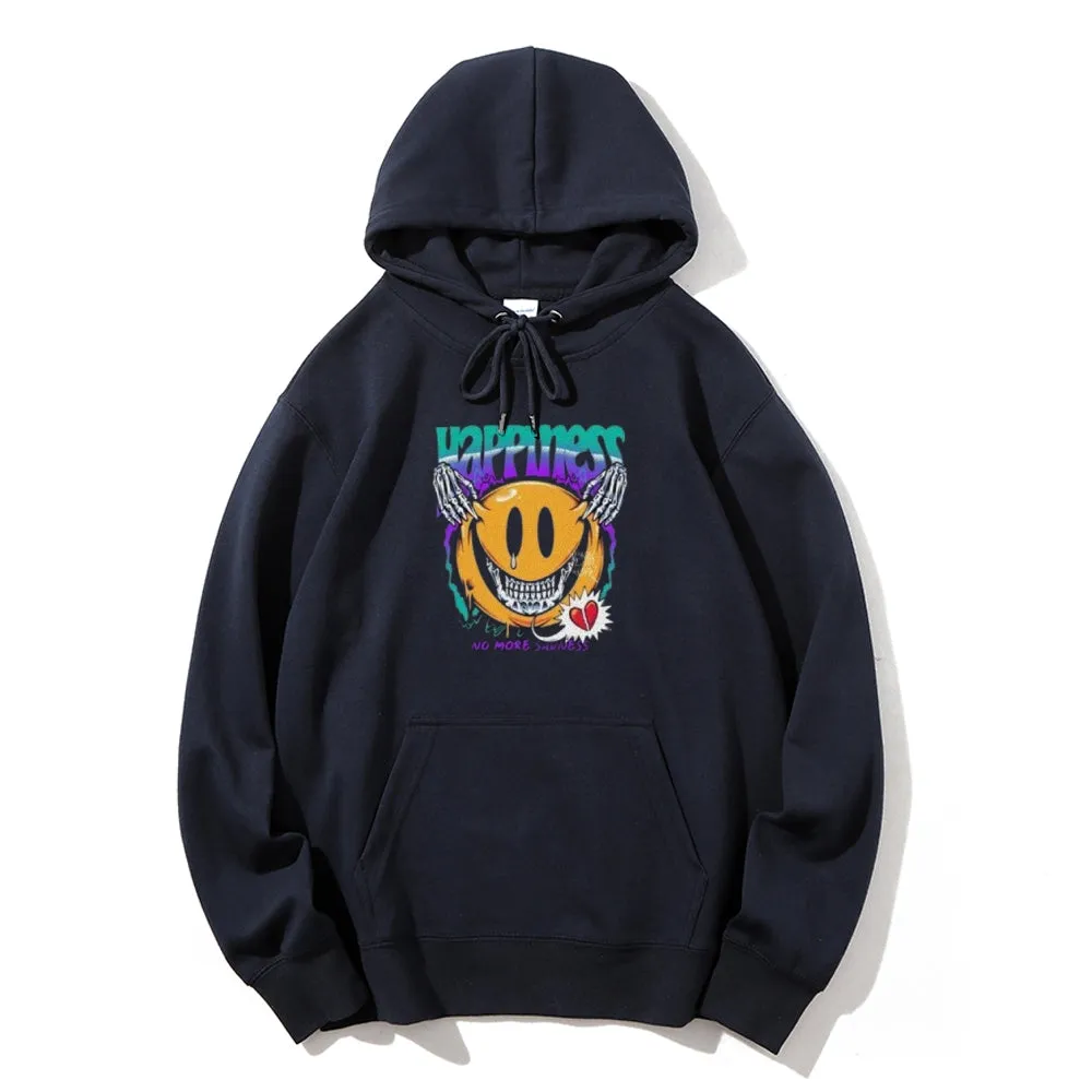 Mens Sad Smiling Face Graphic Hoodies