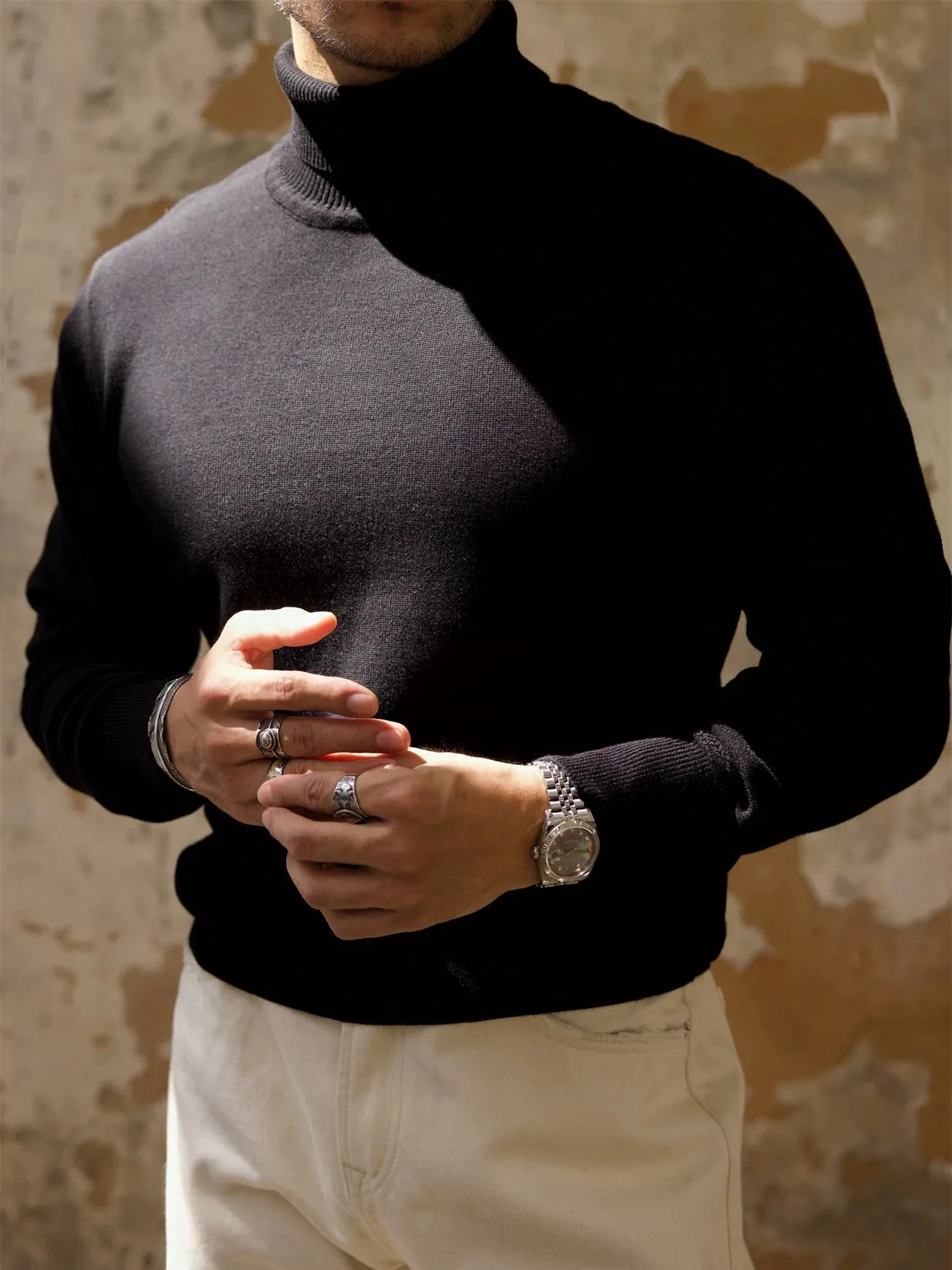 Men's Turtleneck Sweater Slim Fit Basic Pullovers - Thick Material