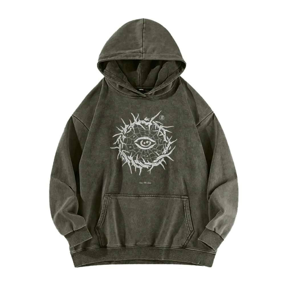 Mens Vintage Darkness Eye Print Hoodies