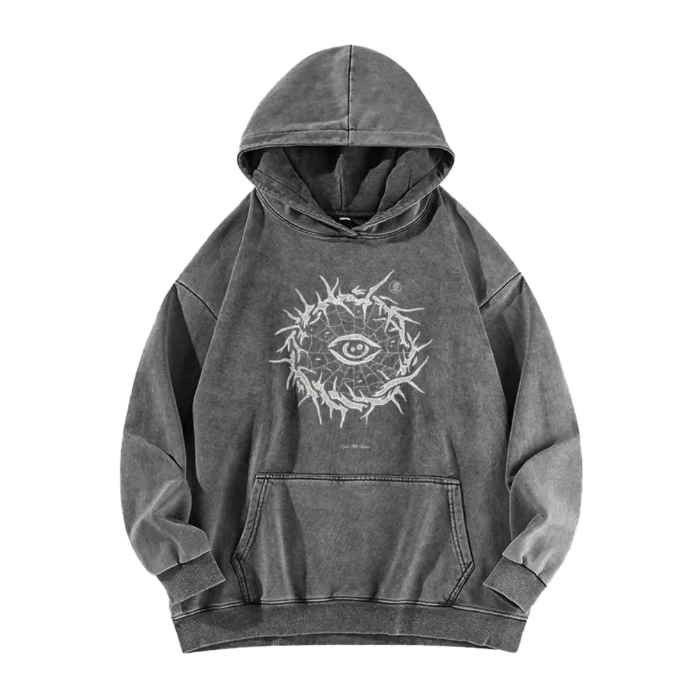 Mens Vintage Darkness Eye Print Hoodies