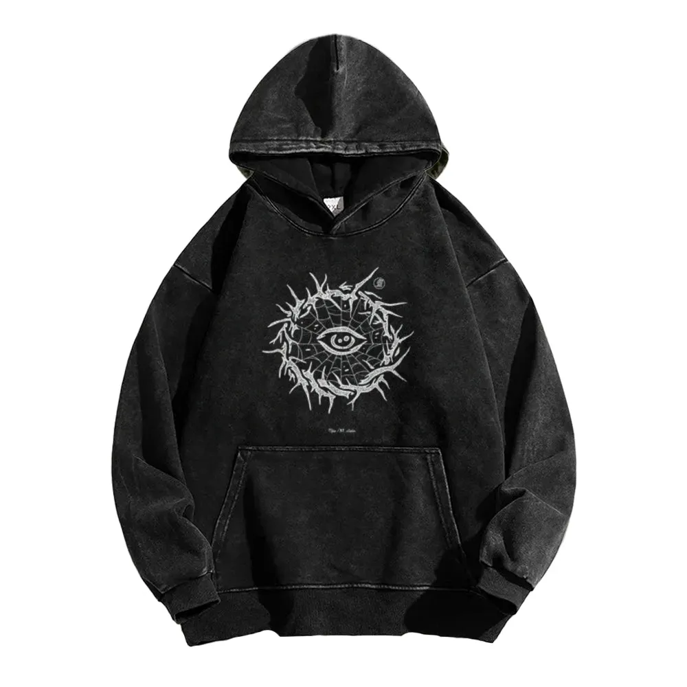 Mens Vintage Darkness Eye Print Hoodies