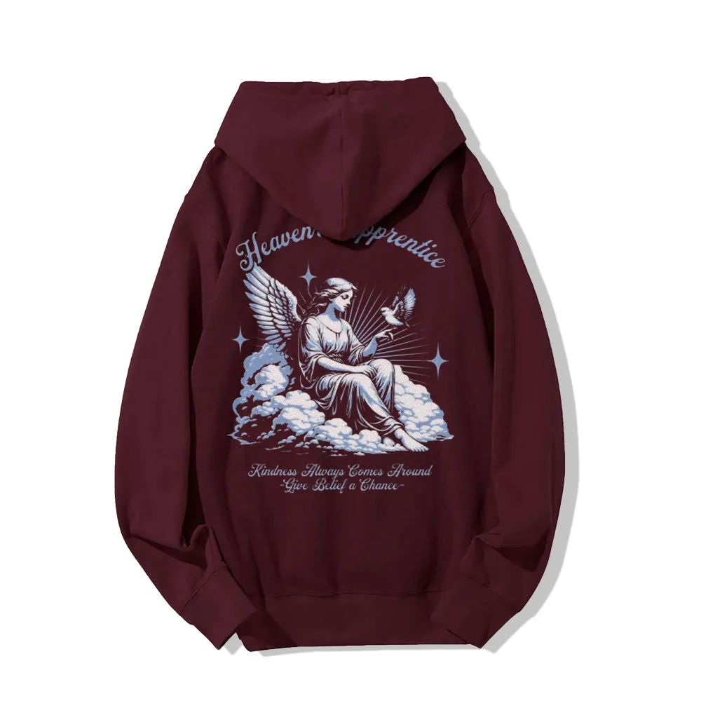 Mens Vintage Heaven's Appentice Darkness Style Print Graphic Pullover With Kangaroo Pocket Hoodies