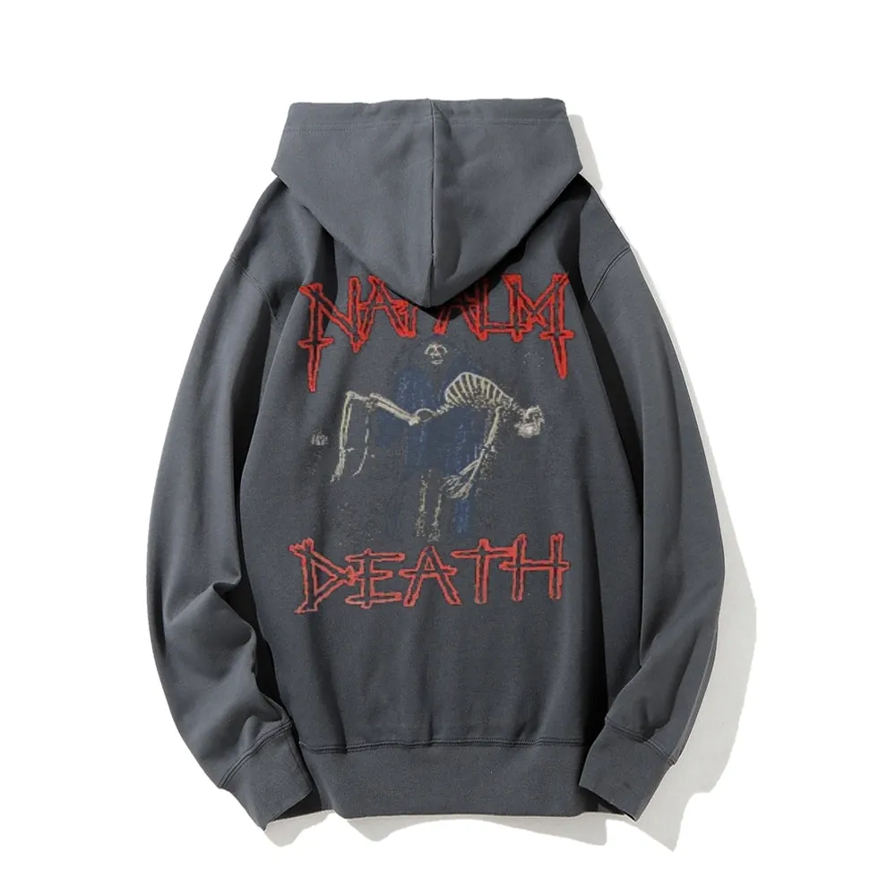 Mens Vintage Napalm Death Darkness Style Print Graphic Pullover With Kangaroo Pocket Hoodies