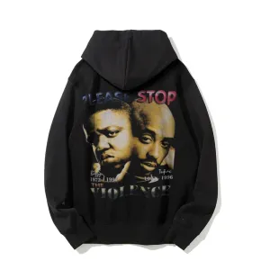 Mens Vintage Please Stop Darkness Style Print Graphic Pullover With Kangaroo Pocket Hoodies