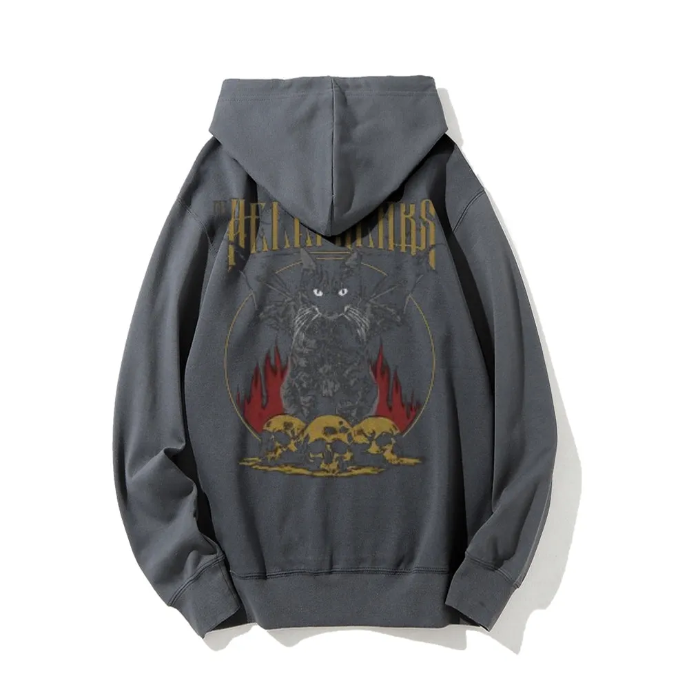 Mens Vintage The Hellfreaks Darkness Style Graphic Pullover With Kangaroo Pocket Hoodies