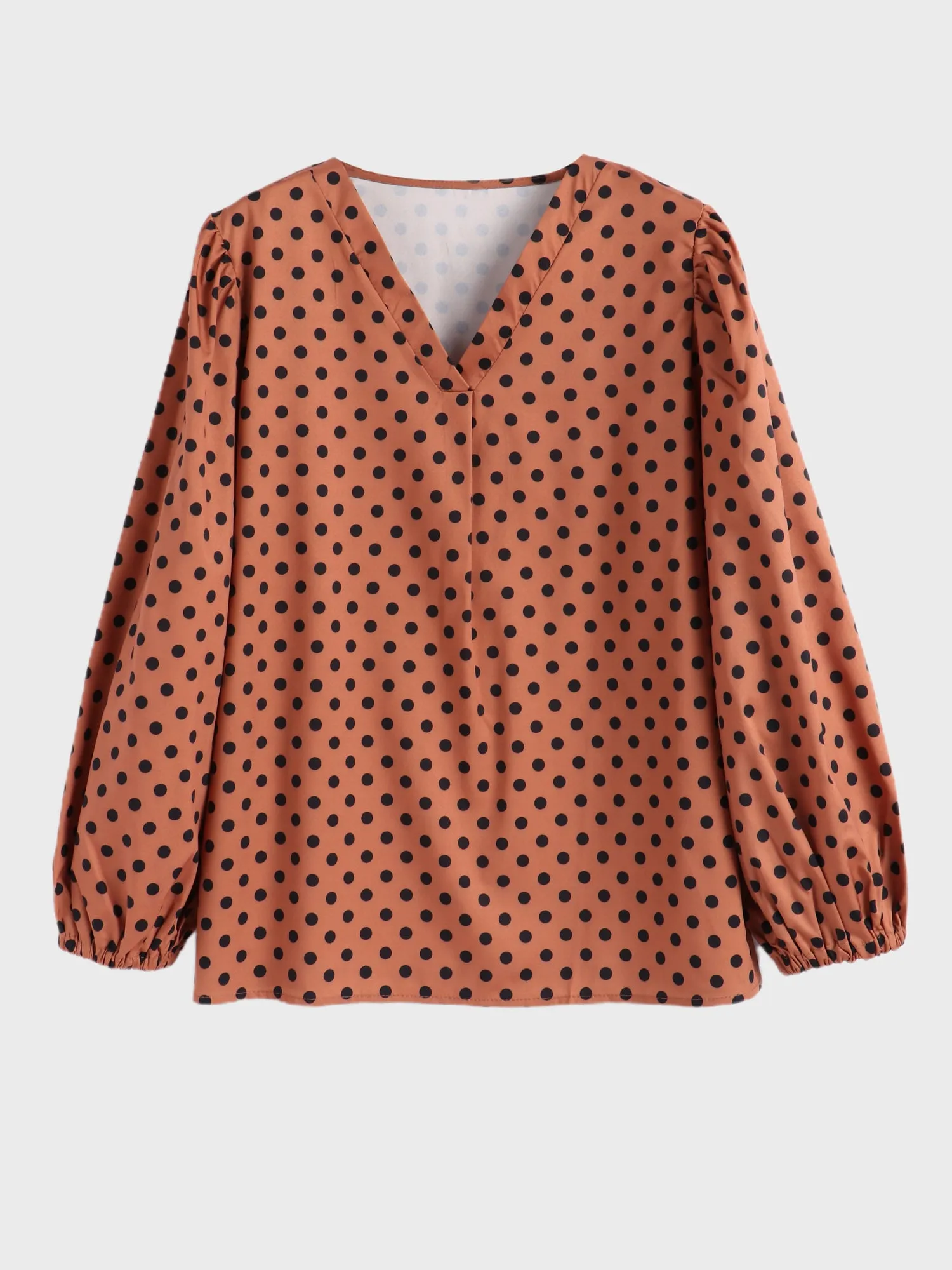 Midsize Polka Dot Lantern Sleeves Blouse