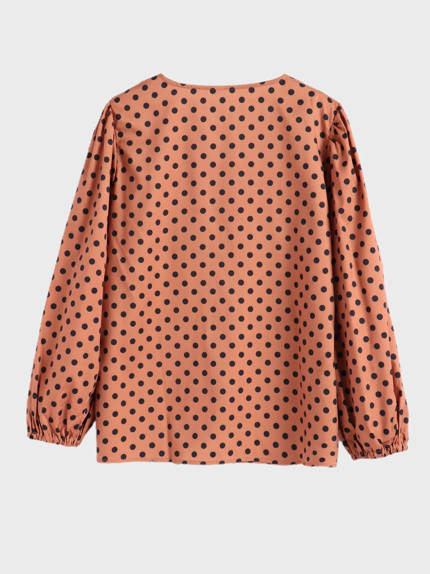 Midsize Polka Dot Lantern Sleeves Blouse