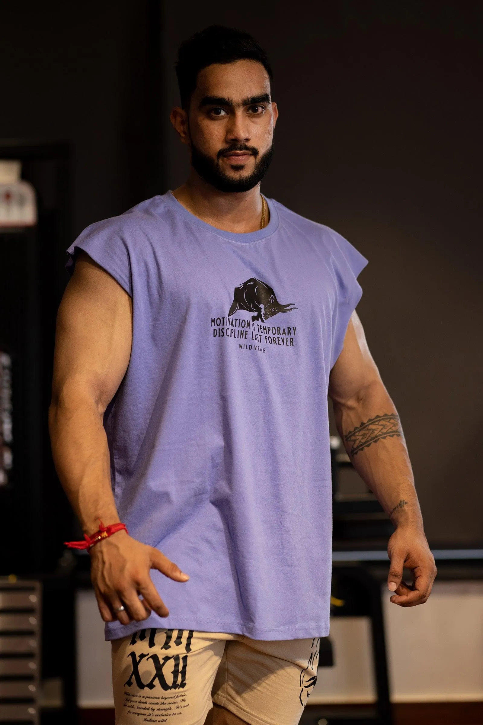 MOTIVATION IS TEMPORARY MUSCLE TEE (BLUEBERRY)