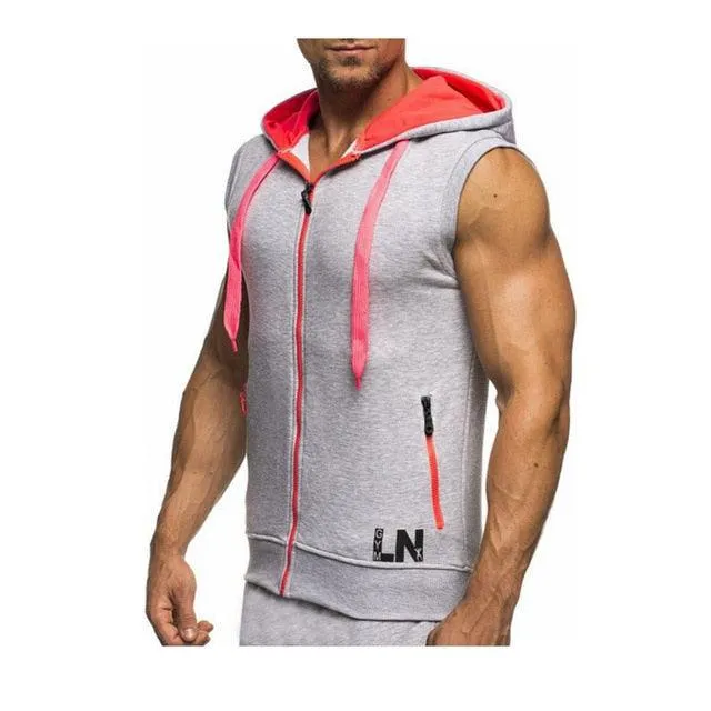 New Men's Hoodie Sweatshirts - Fitness Tank Tops - Male Sleeveless Zipper vest  (D100)(TM7)(TM5)