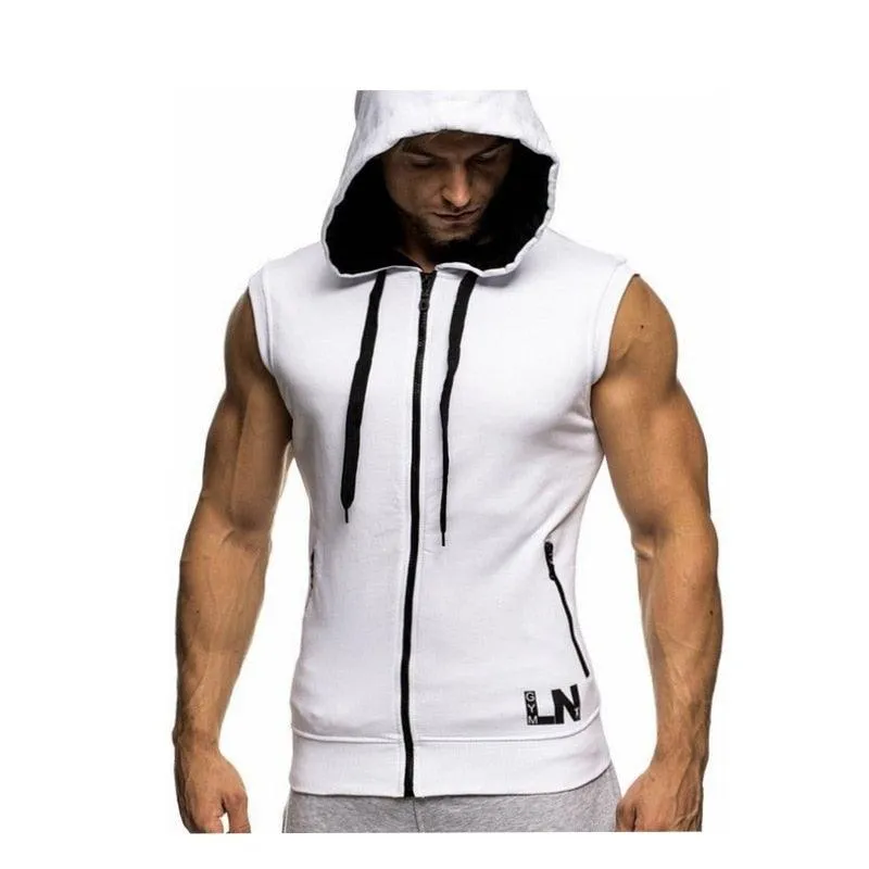 New Men's Hoodie Sweatshirts - Fitness Tank Tops - Male Sleeveless Zipper vest  (D100)(TM7)(TM5)