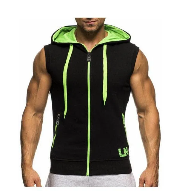 New Men's Hoodie Sweatshirts - Fitness Tank Tops - Male Sleeveless Zipper vest  (D100)(TM7)(TM5)