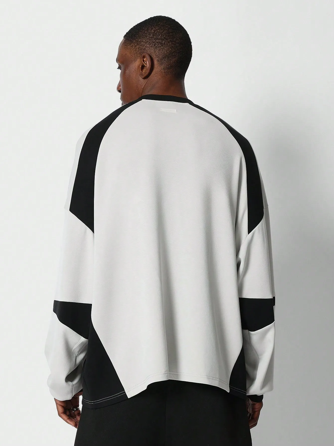 Oversized Fit Colour Blocked Sweatshirt With Front Graphic