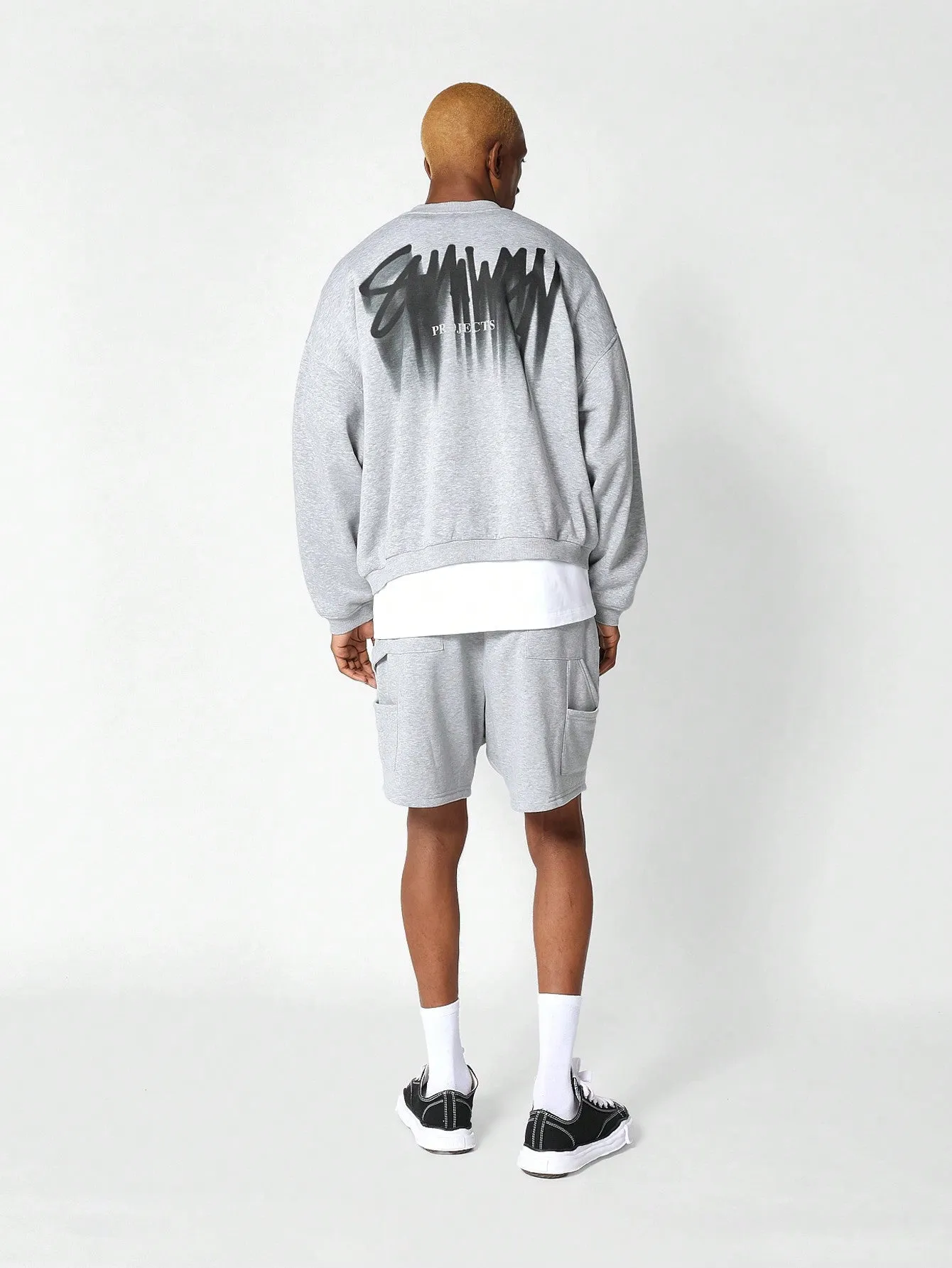 Oversized Fit Sweatshirt With Graffiti Graphic Print