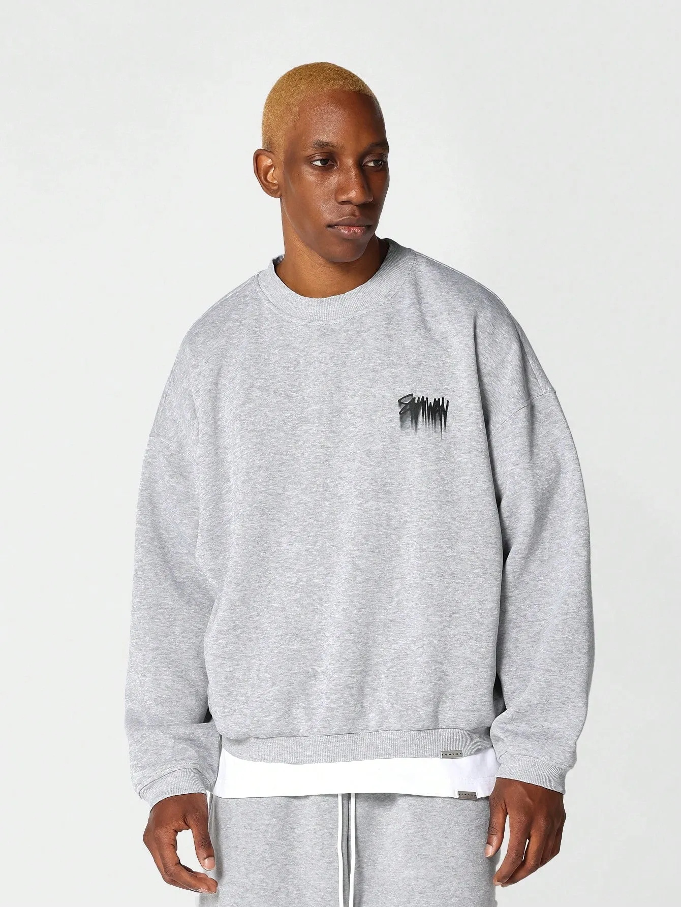 Oversized Fit Sweatshirt With Graffiti Graphic Print