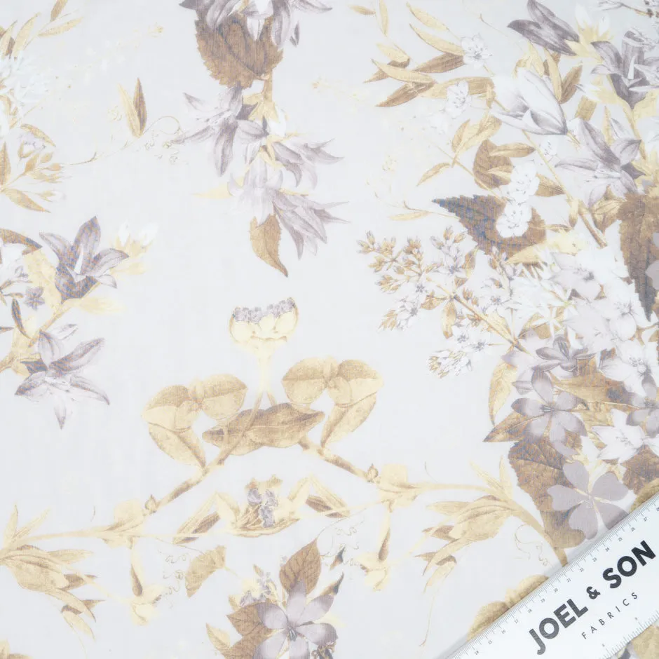 Pale Floral Printed Sand Silk Chiffon