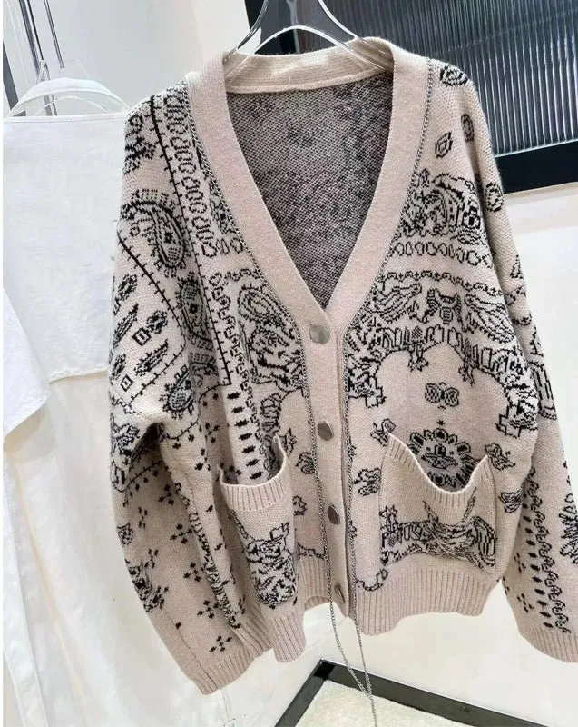 Pre Order:  Paisley Chain Knit Cardigan