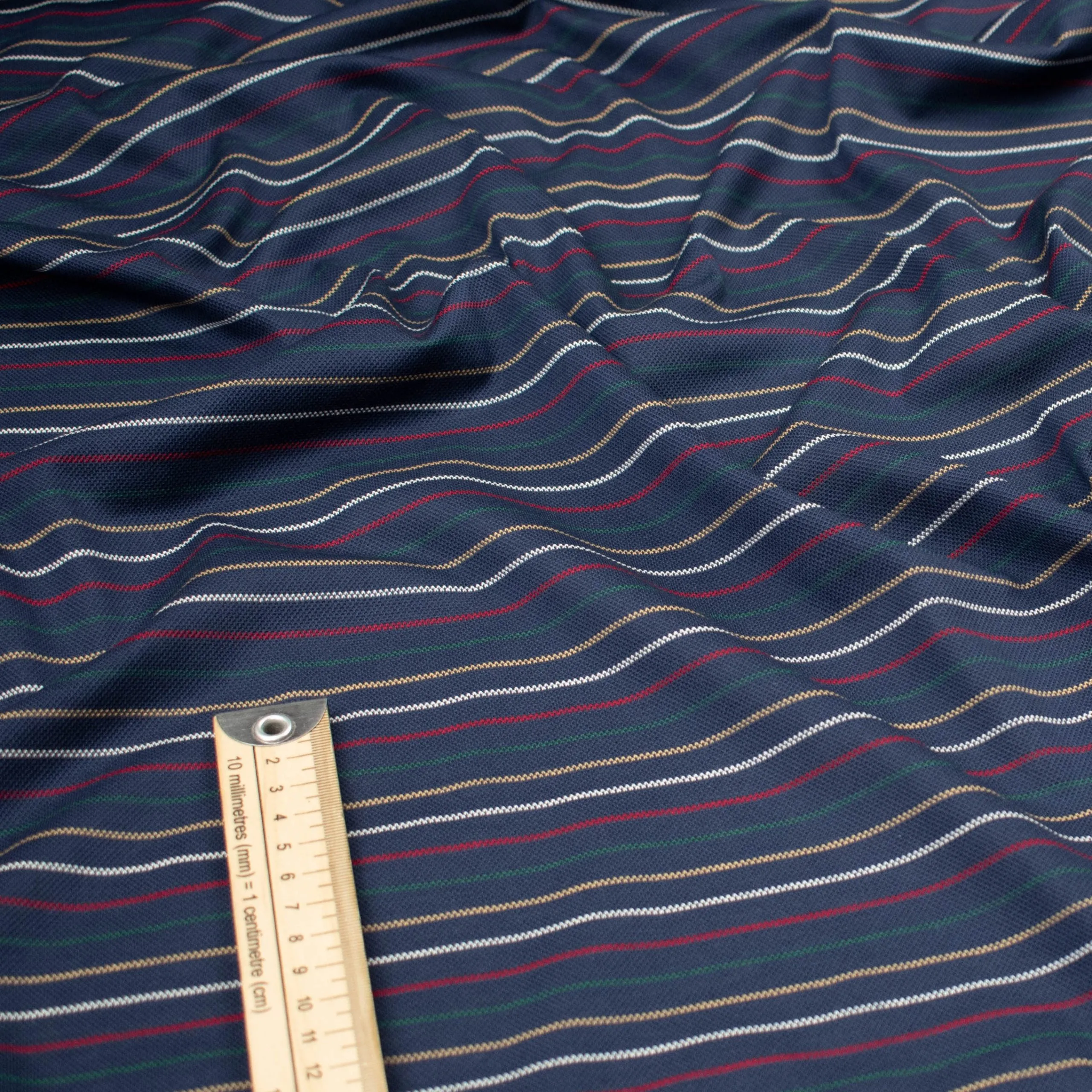 Printed Knits Design-104 Pink & White Stripes on Navy