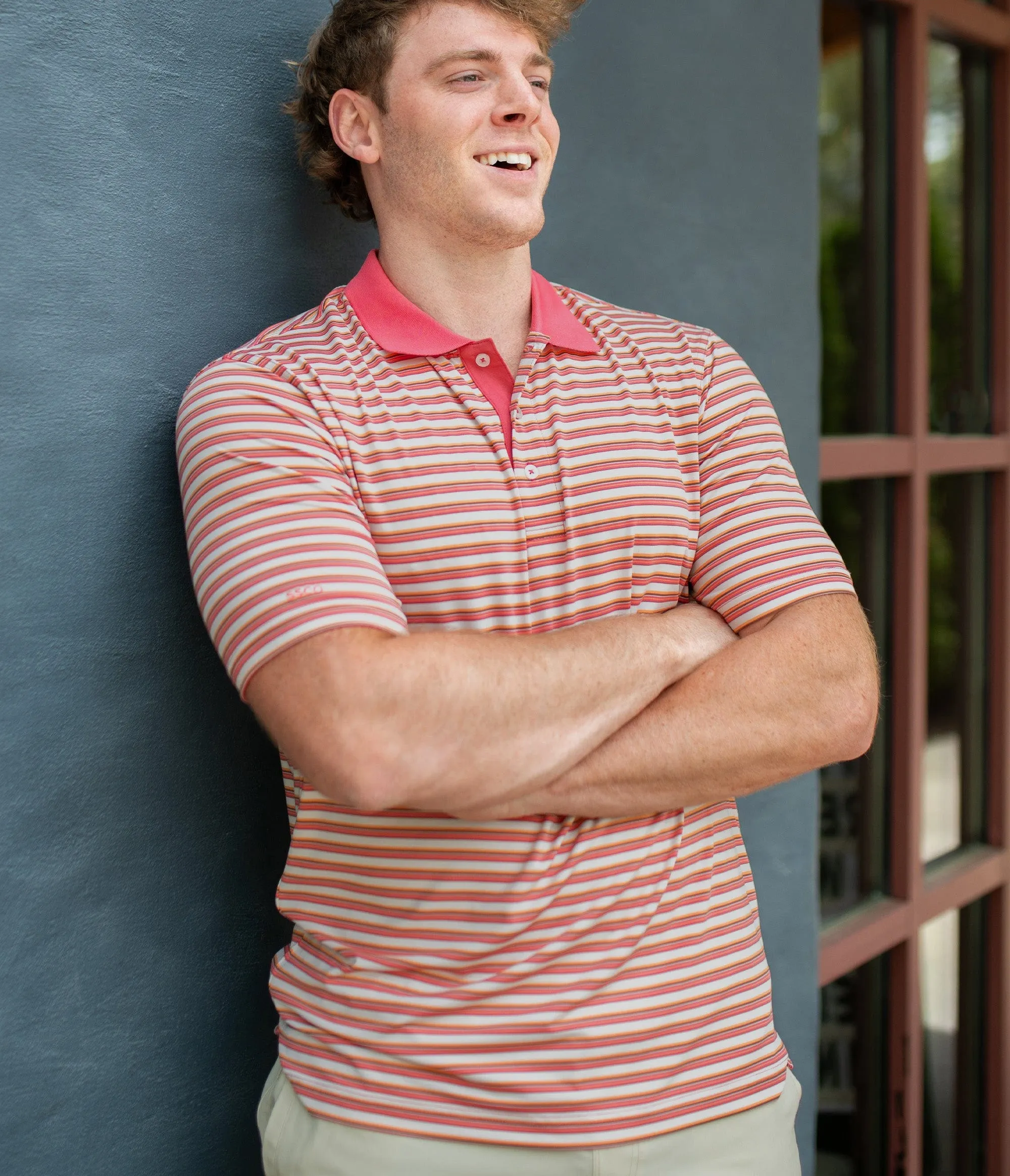 Somerset Stripe Polo - Dusty Sunrise