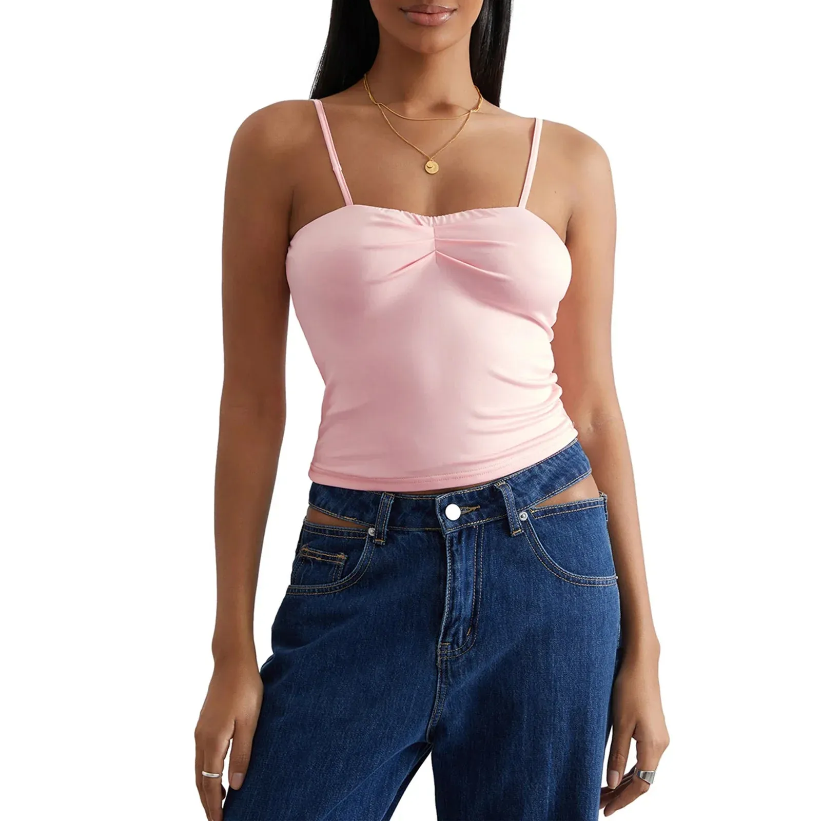 Strap Sleeveless Cute Slim Fit Backless Summer Crop Spaghetti Top