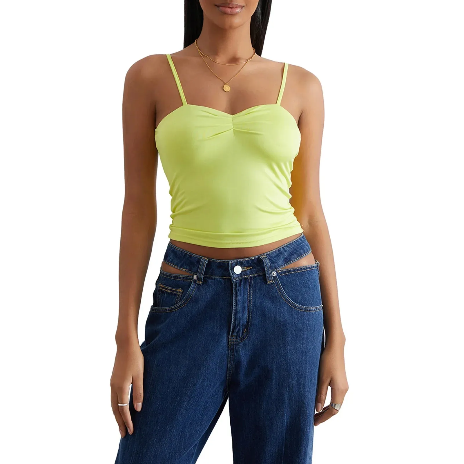 Strap Sleeveless Cute Slim Fit Backless Summer Crop Spaghetti Top