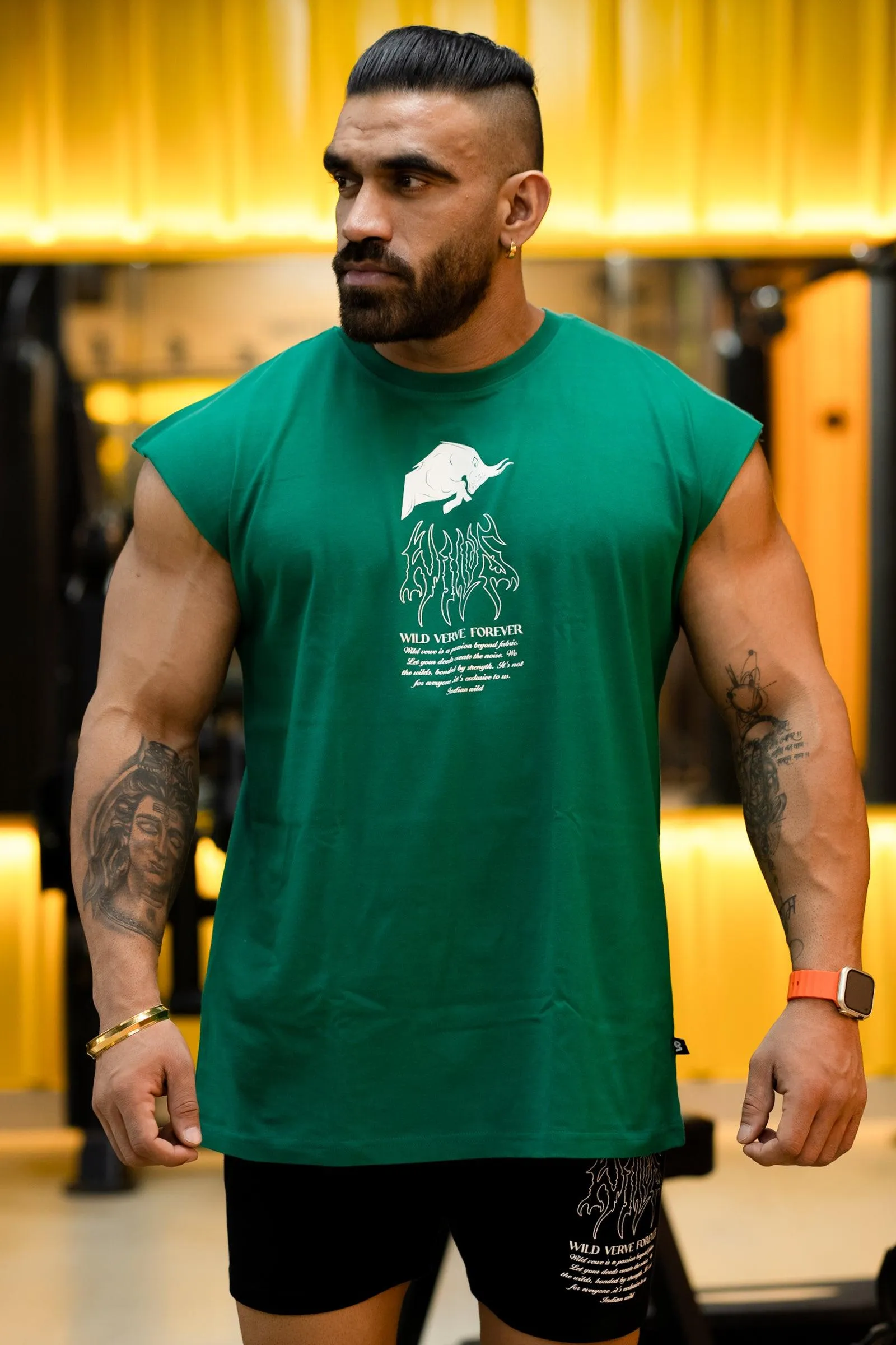 WILDS FLAME "PREMIUM" MUSCLE TEE (DARK GREEN)