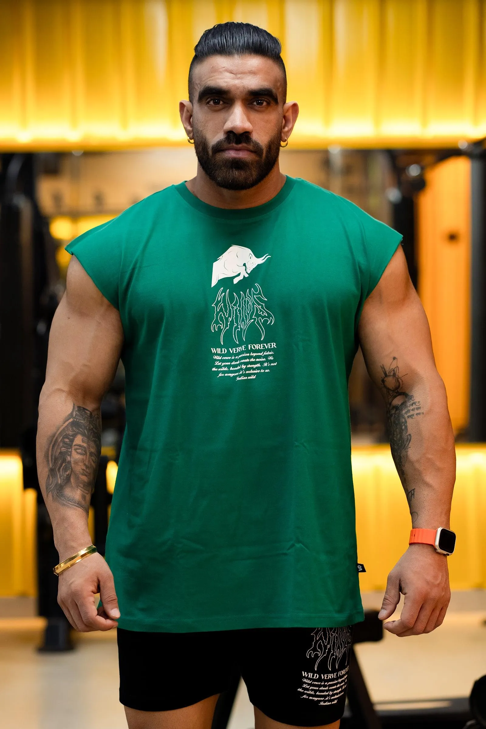 WILDS FLAME "PREMIUM" MUSCLE TEE (DARK GREEN)