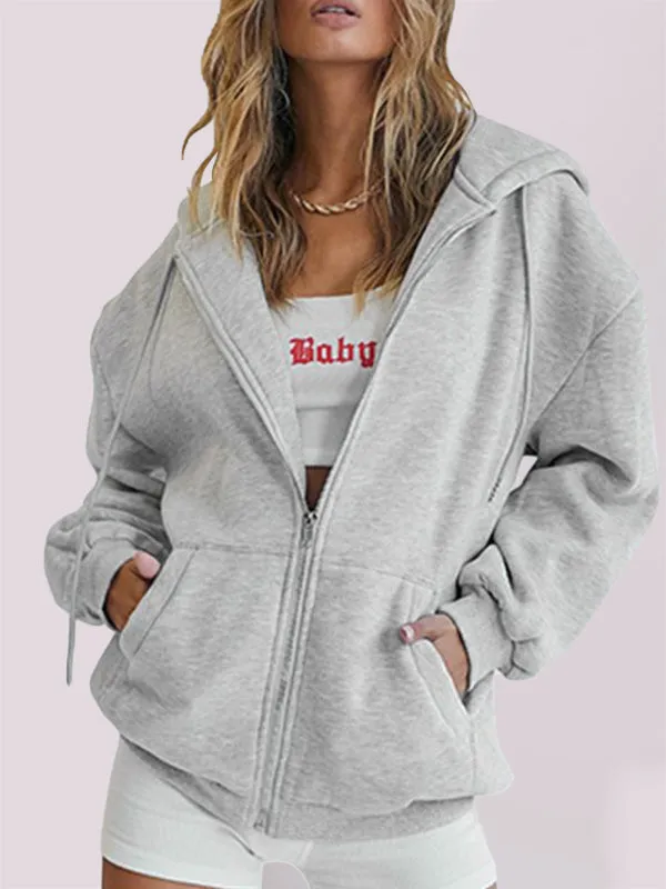 Women's Casual Zip Up Thick Hoodie