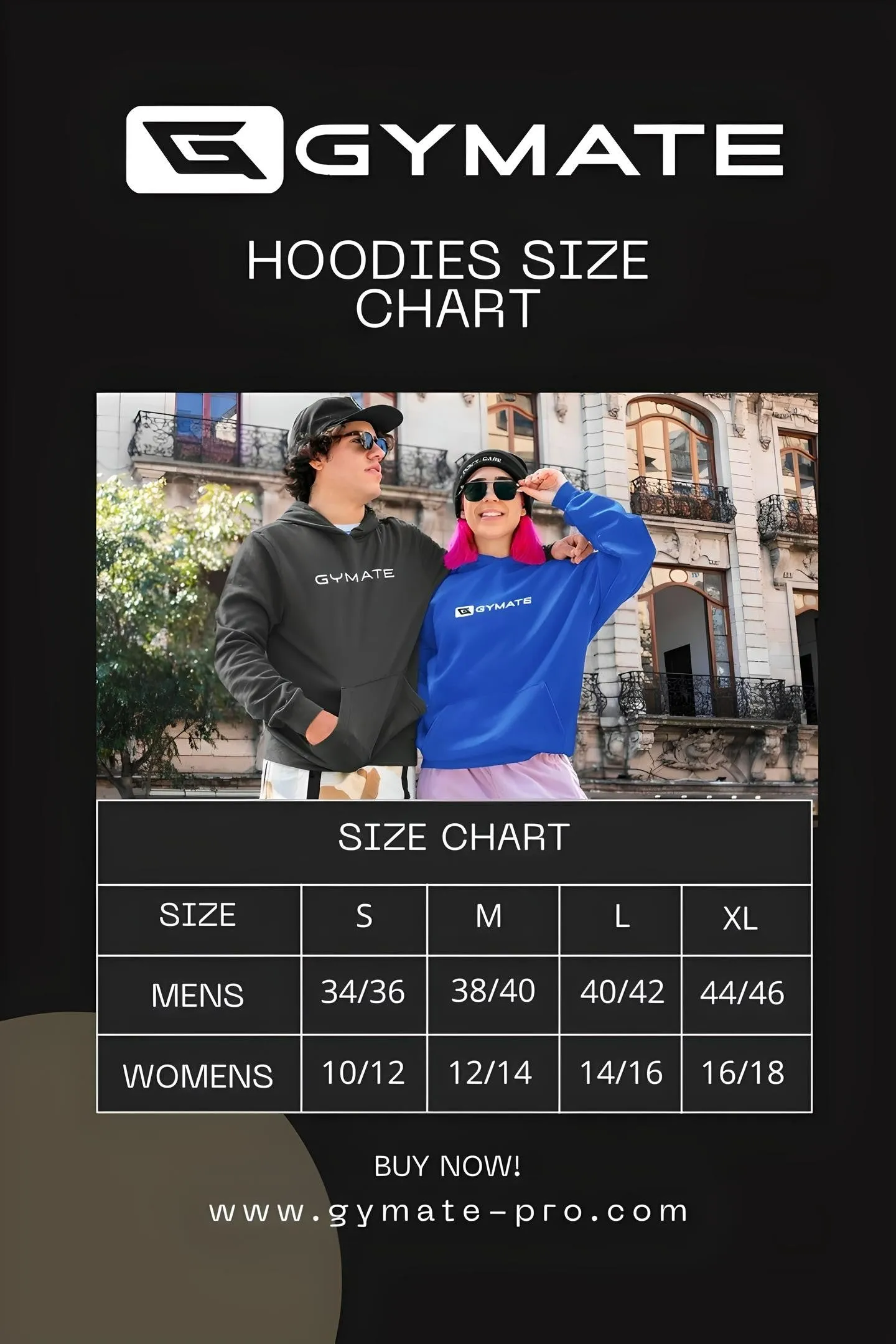 Womens Designer Hoodies Gymate [chest]