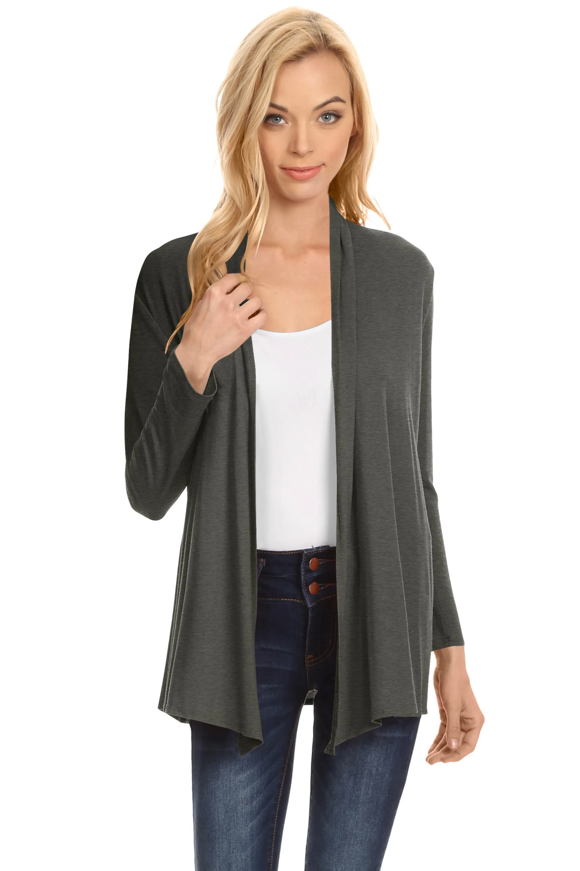 Womens Open Drape Cardigan Reg and Plus Size Cardigan Sweater Long Sleeves - USA