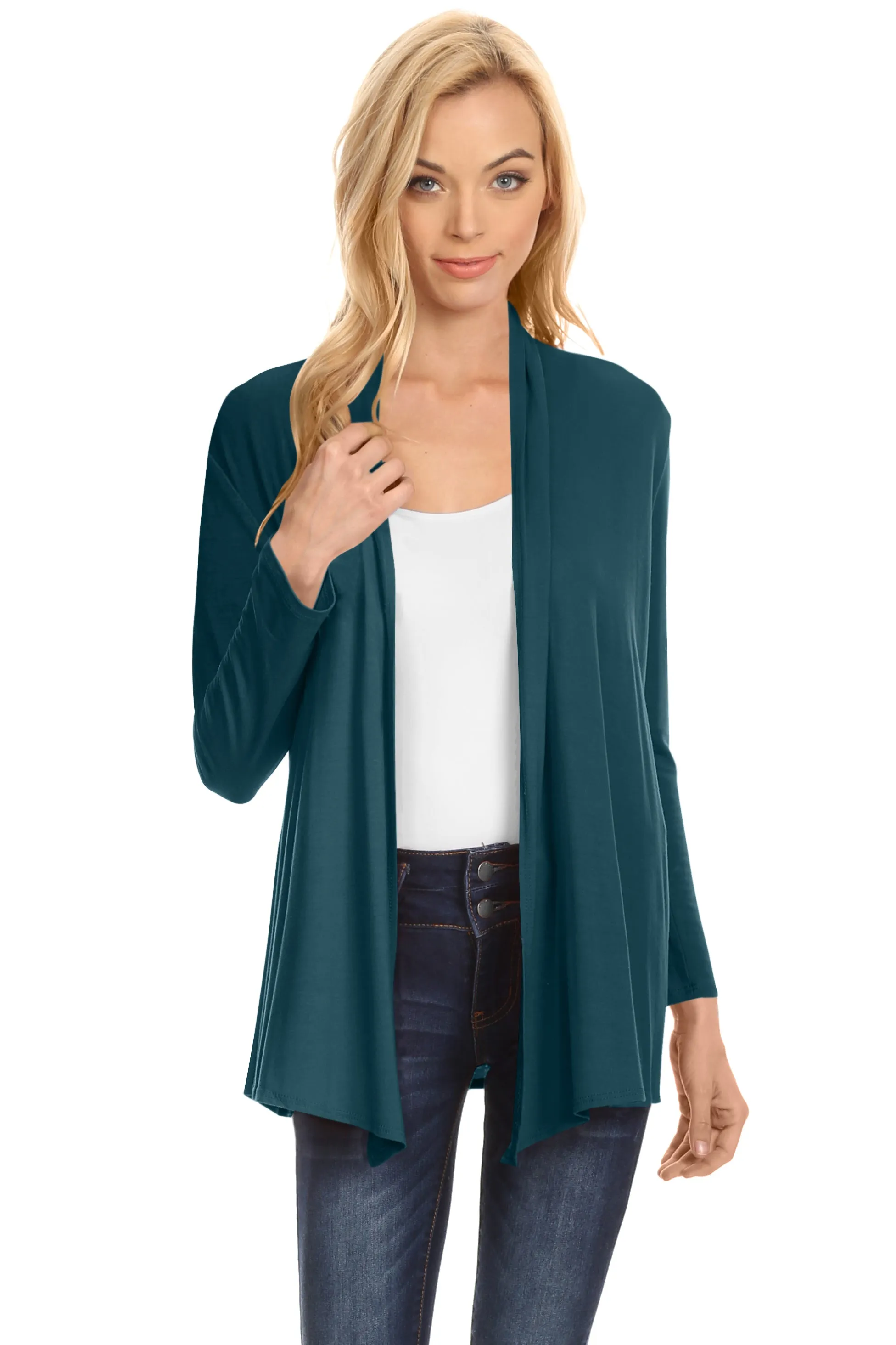 Womens Open Drape Cardigan Reg and Plus Size Cardigan Sweater Long Sleeves - USA