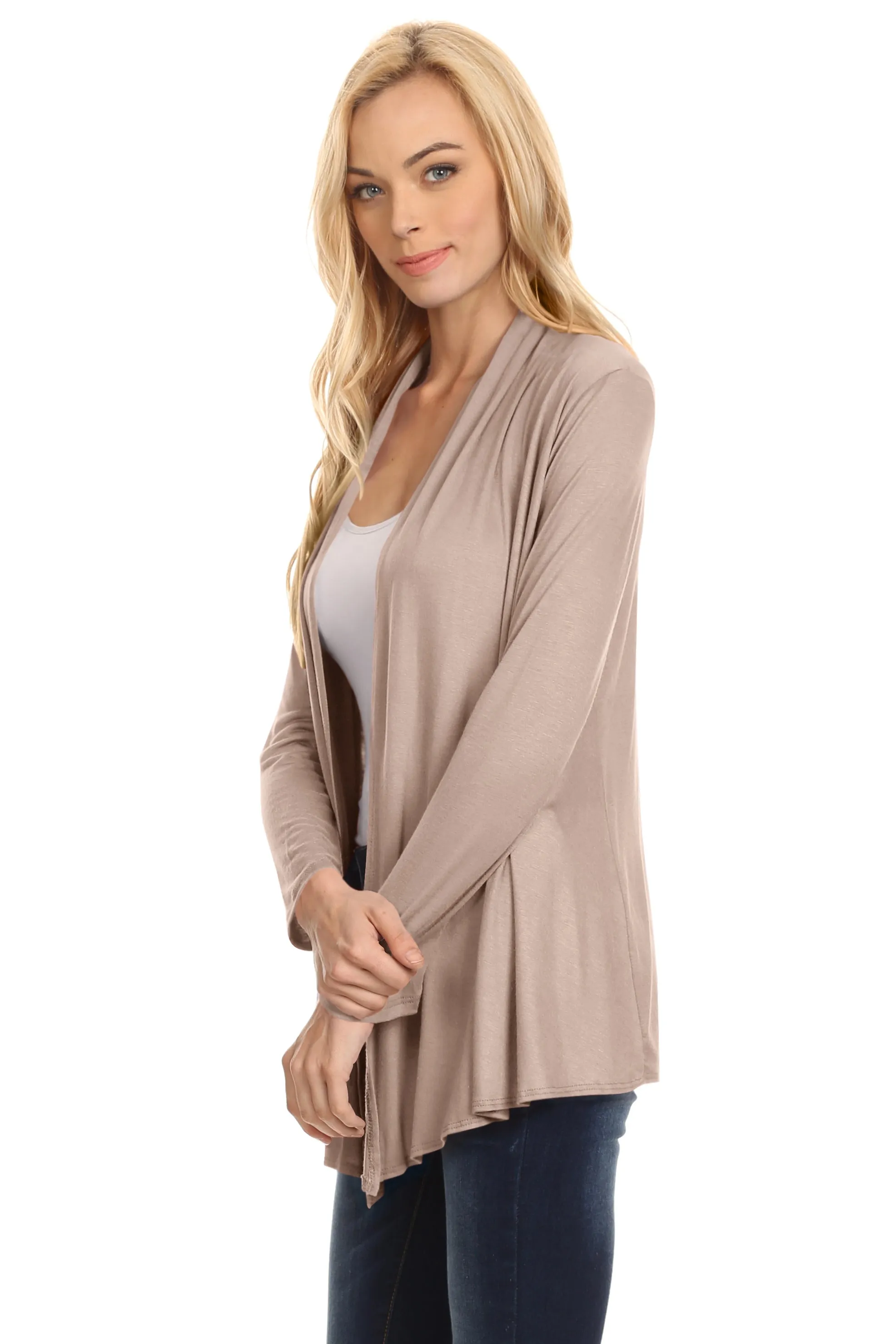 Womens Open Drape Cardigan Reg and Plus Size Cardigan Sweater Long Sleeves - USA